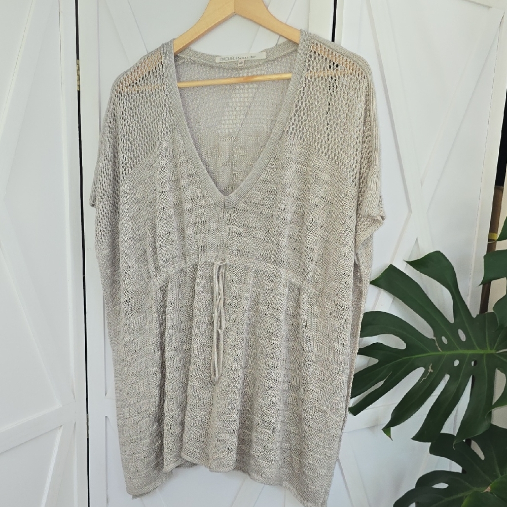 RACHEL Rachel Roy Cream Tan Short Sleeve Tunic